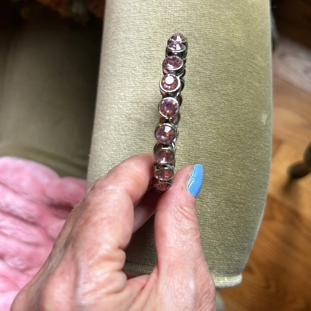 Pink Rhinestone Bracelet with Magnetic Clasp; Perfect Condition; Easy On and Off